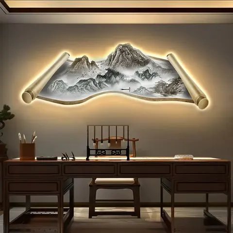 抽象 单幅 装饰画 轻奢风 客厅背景墙挂画 LED带灯画