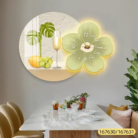 繁花 单幅 装饰画 北欧风 餐厅背景墙挂画 LED带灯画