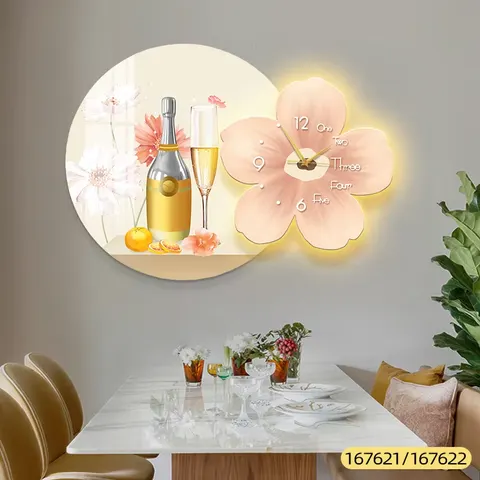 繁花 单幅 装饰画 北欧风 餐厅背景墙挂画 LED带灯画