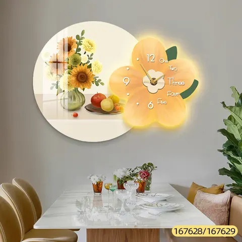 繁花 单幅 装饰画 北欧风 餐厅背景墙挂画 LED带灯画