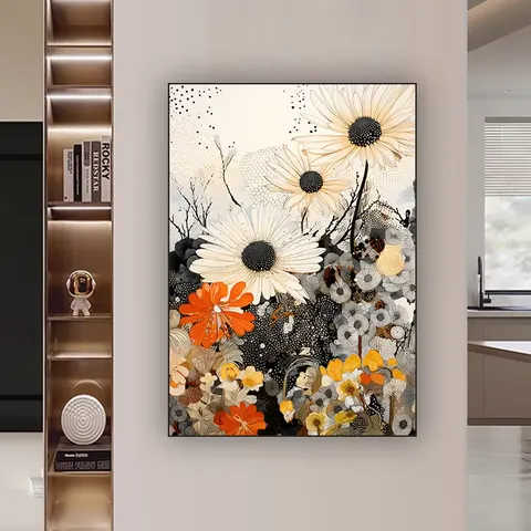繁花 单幅 装饰画 轻奢风 玄关背景墙挂画 晶瓷画
