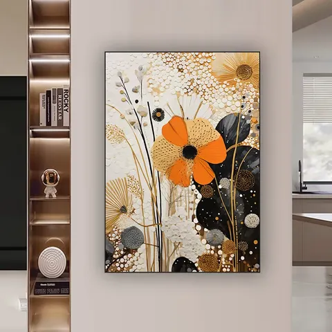 繁花 单幅 装饰画 轻奢风 玄关背景墙挂画 晶瓷画