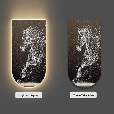 动物 单幅 装饰画 轻奢风 玄关背景墙挂画 LED带灯画