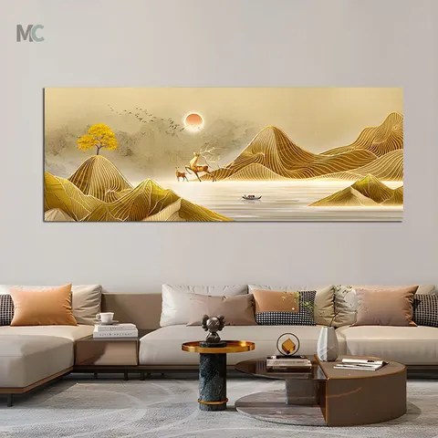 山水 单幅 装饰画 轻奢风 客厅背景墙挂画 晶瓷画