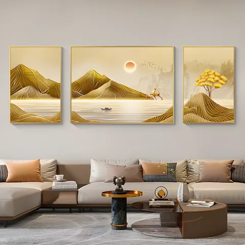 山水 单幅 装饰画 轻奢风 客厅背景墙挂画 晶瓷画
