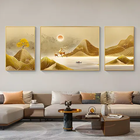 山水 单幅 装饰画 轻奢风 客厅背景墙挂画 晶瓷画