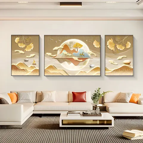 锦鲤 单幅 装饰画 轻奢风 客厅背景墙挂画 晶瓷画