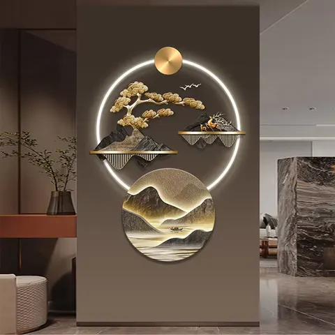 植物 单幅 装饰画 轻奢风 玄关背景墙挂画 LED带灯画