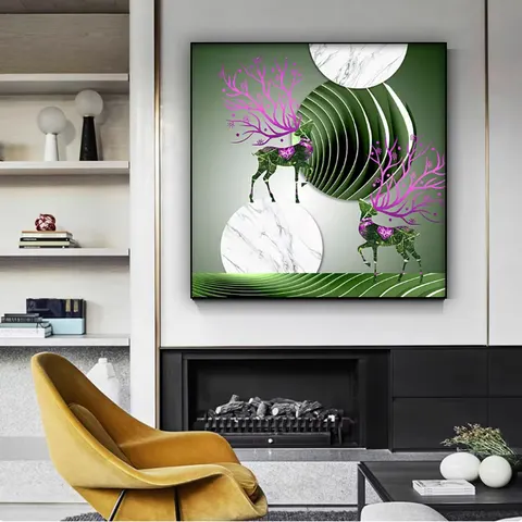 动物 单幅 装饰画 轻奢风 餐厅背景墙挂画 晶瓷画