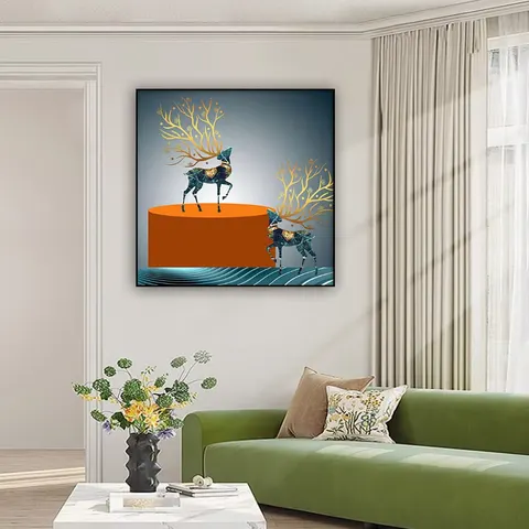 动物 单幅 装饰画 轻奢风 餐厅背景墙挂画 晶瓷画