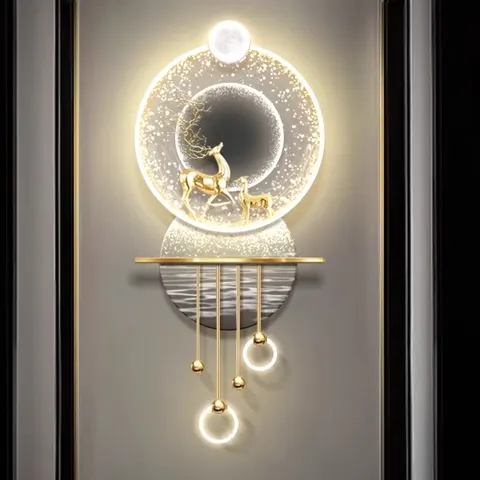 锦鲤 单幅 装饰画 轻奢风 玄关背景墙挂画 LED带灯画
