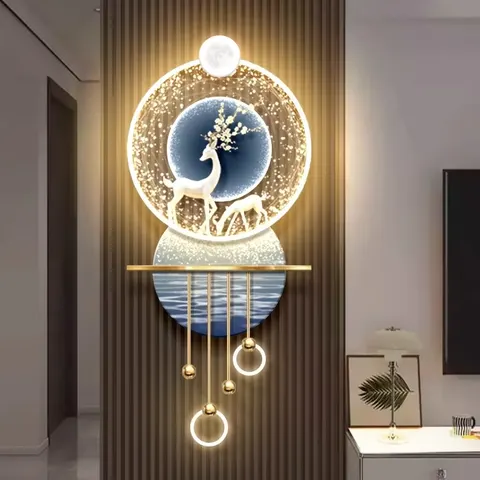 锦鲤 单幅 装饰画 轻奢风 玄关背景墙挂画 LED带灯画