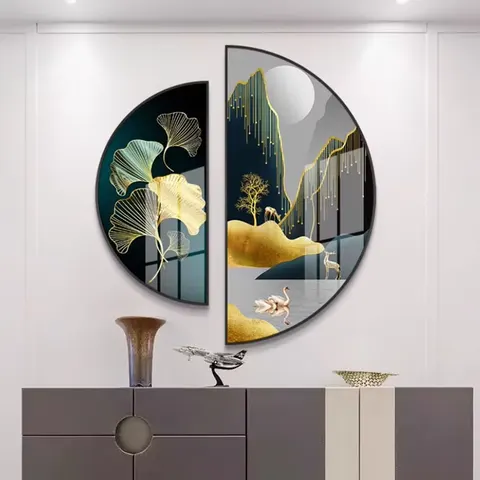 抽象 单幅 装饰画 轻奢风 餐厅背景墙挂画 晶瓷画