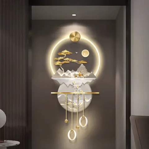 抽象 单幅 装饰画 轻奢风 玄关背景墙挂画 LED带灯画