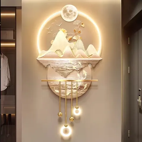抽象 单幅 装饰画 轻奢风 玄关背景墙挂画 LED带灯画