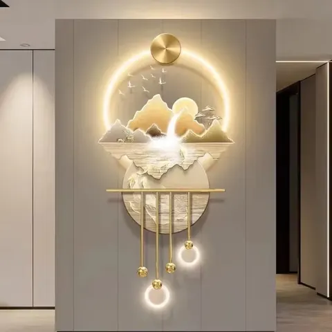 抽象 单幅 装饰画 轻奢风 玄关背景墙挂画 LED带灯画