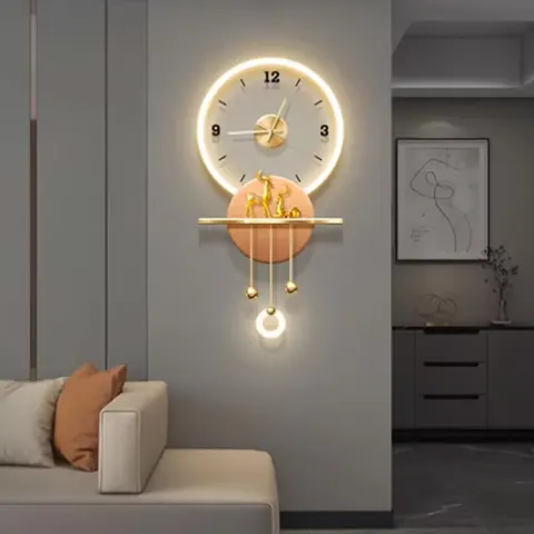 挂钟组合 单幅 装饰画 轻奢风 客厅背景墙挂画 LED带灯画