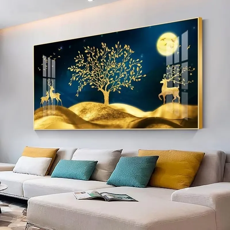 山水 单幅 装饰画 轻奢风 客厅背景墙挂画 晶瓷画