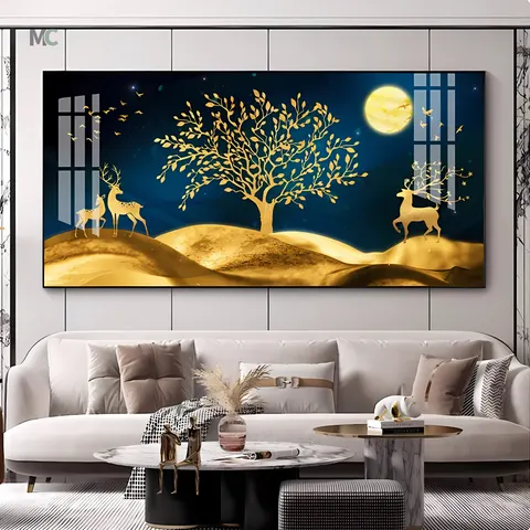 山水 单幅 装饰画 轻奢风 客厅背景墙挂画 晶瓷画