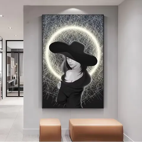 人物 单幅 装饰画 现代简约 客厅背景墙挂画 LED带灯画