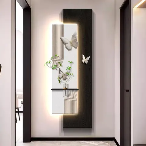 植物 单幅 装饰画 现代简约 客厅背景墙挂画 LED带灯画