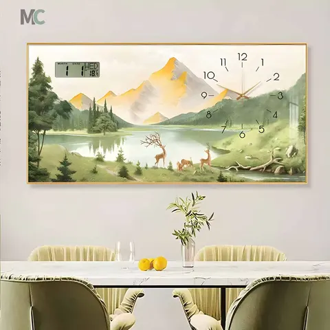 挂钟组合 单幅 装饰画 现代简约 客厅背景墙挂画 挂钟