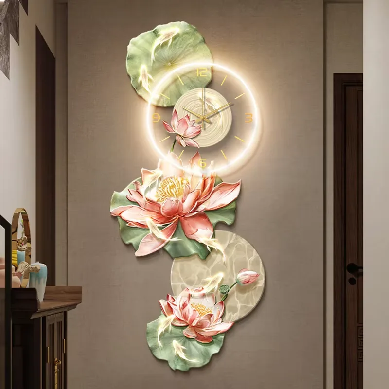 锦鲤 单幅 装饰画 现代简约 玄关背景墙挂画 LED带灯画