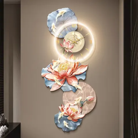 锦鲤 单幅 装饰画 现代简约 玄关背景墙挂画 LED带灯画