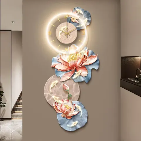 锦鲤 单幅 装饰画 现代简约 玄关背景墙挂画 LED带灯画
