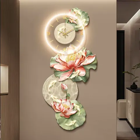 锦鲤 单幅 装饰画 现代简约 玄关背景墙挂画 LED带灯画
