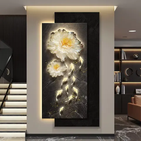 抽象 单幅 装饰画 现代简约 玄关背景墙挂画 LED带灯画