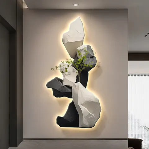 抽象 单幅 装饰画 现代简约 玄关背景墙挂画 LED带灯画