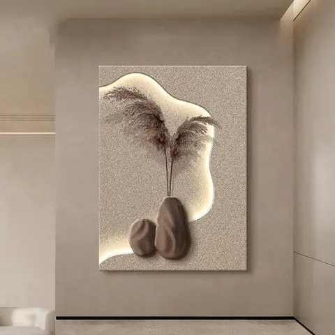 植物 单幅 装饰画 现代简约 玄关背景墙挂画 LED带灯画