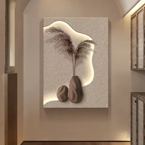 植物 单幅 装饰画 现代简约 玄关背景墙挂画 LED带灯画