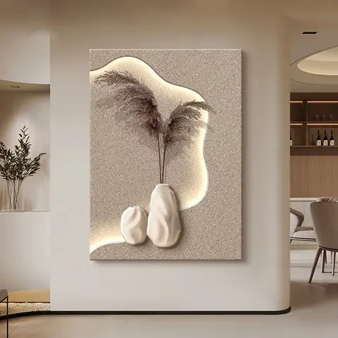 植物 单幅 装饰画 现代简约 玄关背景墙挂画 LED带灯画