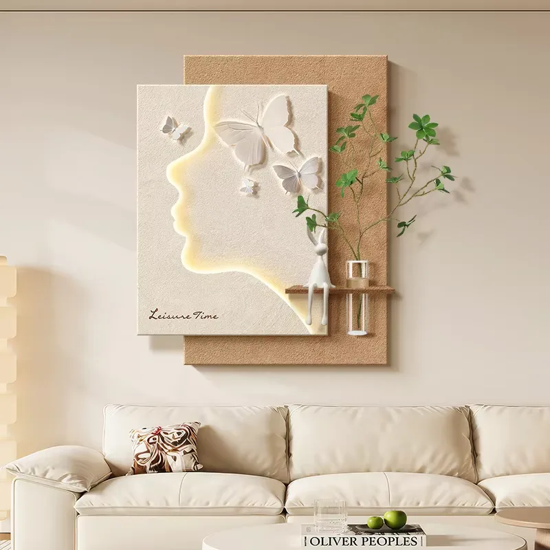 植物 单幅 装饰画 现代简约 客厅背景墙挂画 LED带灯画
