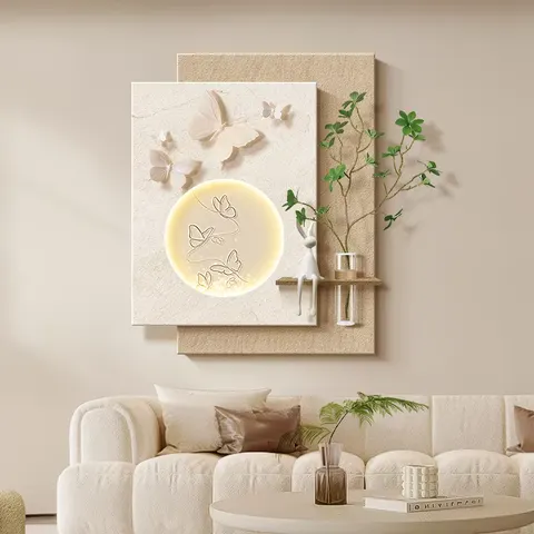 植物 单幅 装饰画 现代简约 客厅背景墙挂画 LED带灯画