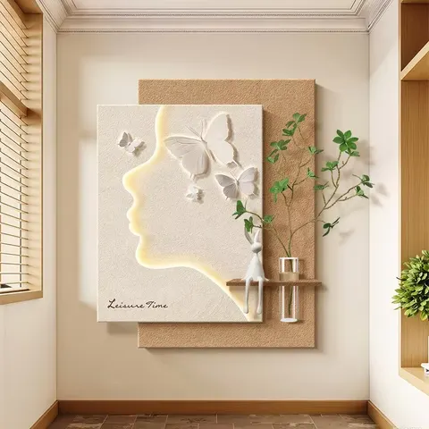 植物 单幅 装饰画 现代简约 客厅背景墙挂画 LED带灯画