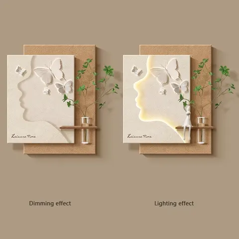 植物 单幅 装饰画 现代简约 客厅背景墙挂画 LED带灯画