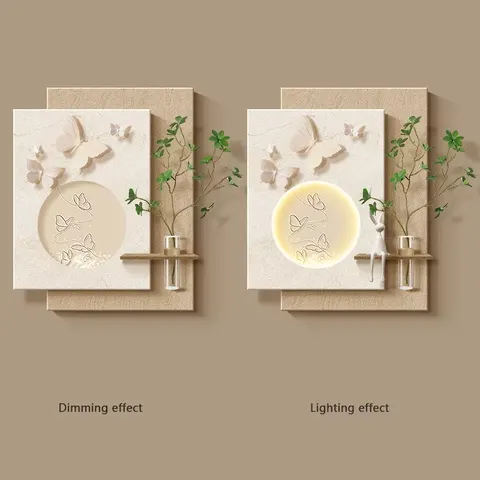 植物 单幅 装饰画 现代简约 客厅背景墙挂画 LED带灯画