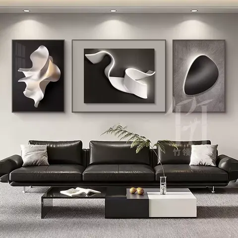 抽象 三联 装饰画 现代简约 客厅背景墙挂画