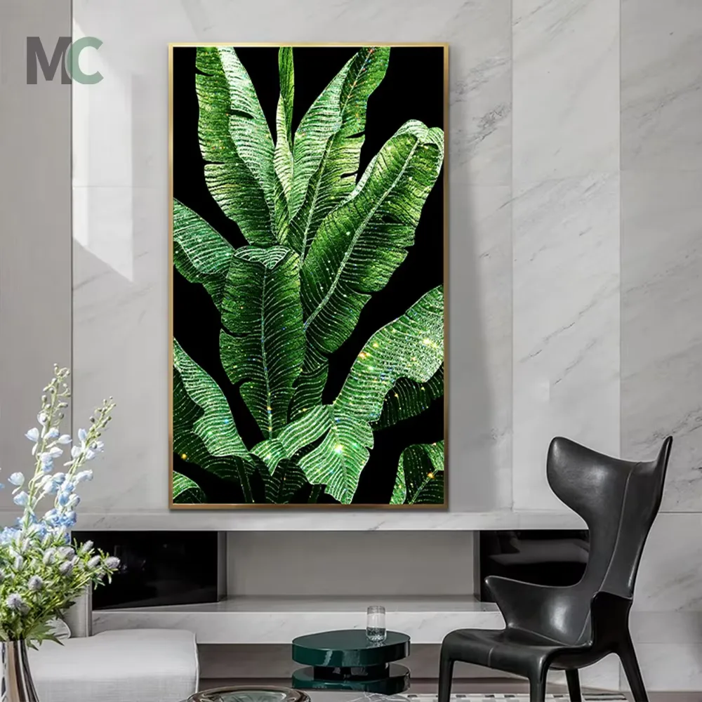 植物 单幅 装饰画 轻奢风 玄关背景墙挂画 晶瓷画