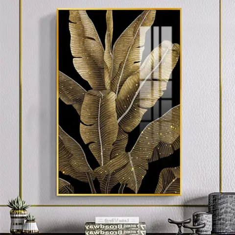 植物 单幅 装饰画 轻奢风 玄关背景墙挂画 晶瓷画