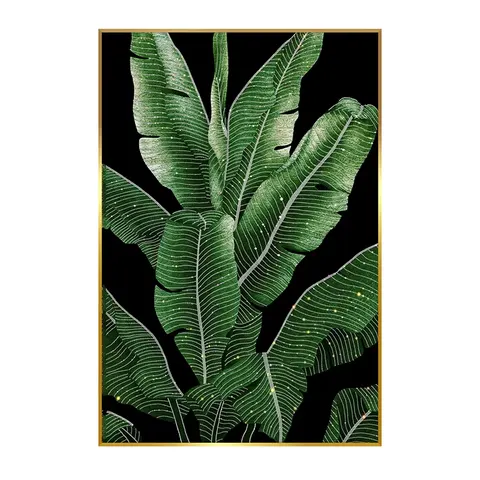 植物 单幅 装饰画 轻奢风 玄关背景墙挂画 晶瓷画