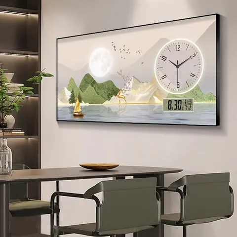 挂钟组合 单幅 装饰画 现代简约 餐厅背景墙挂画 挂钟