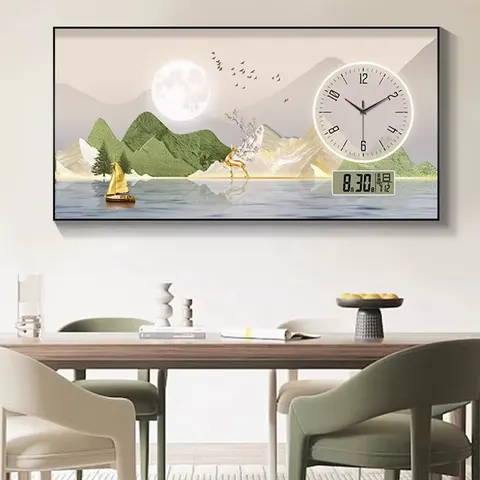 挂钟组合 单幅 装饰画 现代简约 餐厅背景墙挂画 挂钟
