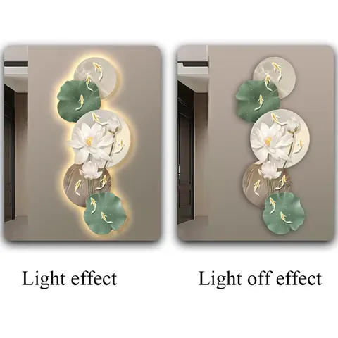 荷花 单幅 装饰画 现代简约 客厅背景墙挂画 LED带灯画