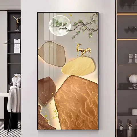 锦鲤 单幅 装饰画 现代简约 客厅背景墙挂画 LED带灯画