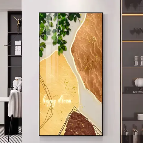 锦鲤 单幅 装饰画 现代简约 客厅背景墙挂画 LED带灯画