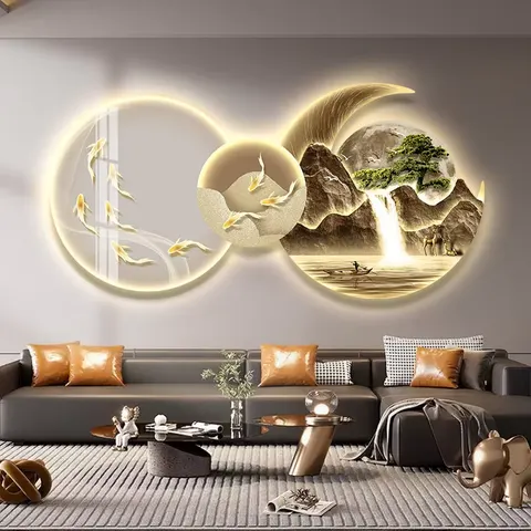 抽象 单幅 装饰画 现代简约 客厅背景墙挂画 LED带灯画
